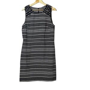 Banana Republic Black and White Striped Midi Dress